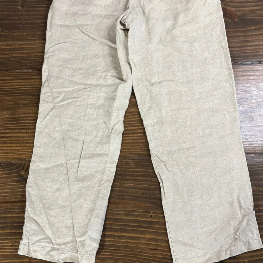 PALM BEACH Mens 36x32 Beige 100% Linen Flat Front Resort Dress Trousers